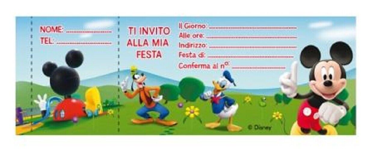 20 INVITI ASSEGNO TOPOLINO  festa compleanno inviti assegno party bimbi disney