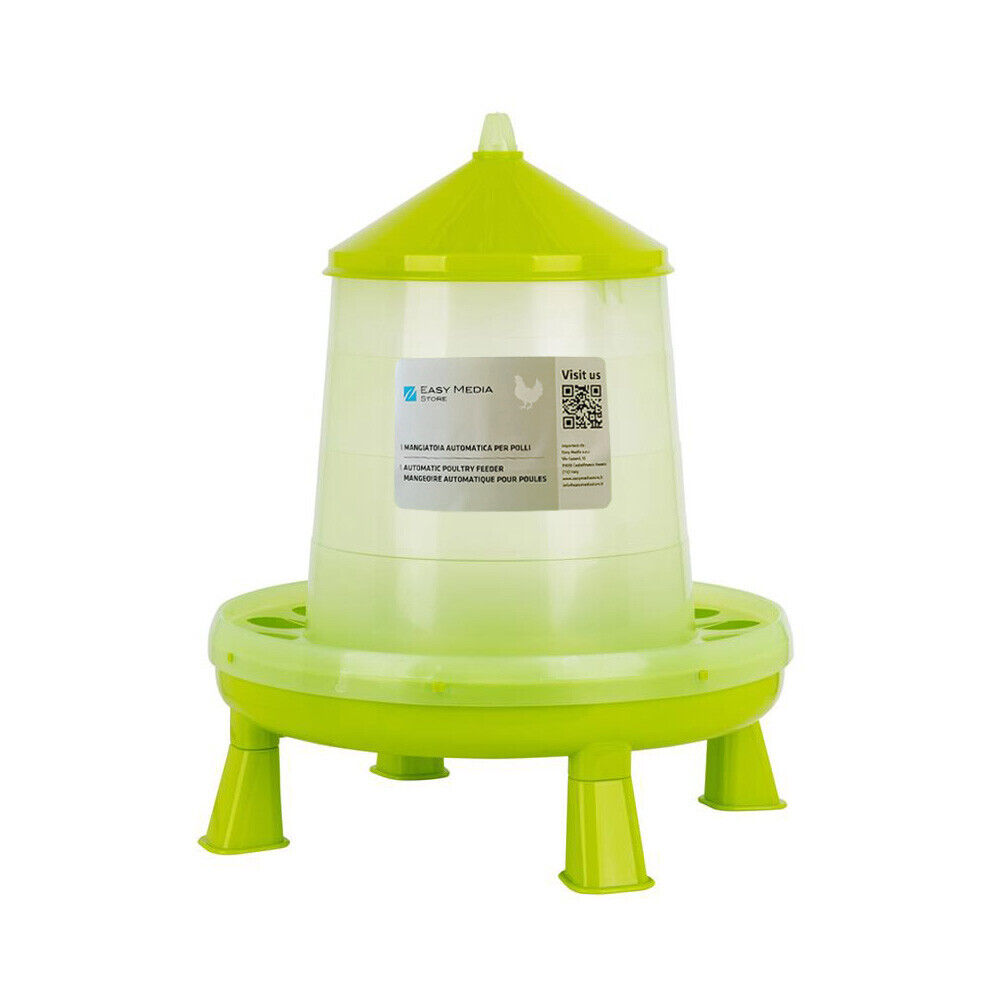 mangiatoia da 8KG automatica con piedini per galline, polli, anatre, antispreco