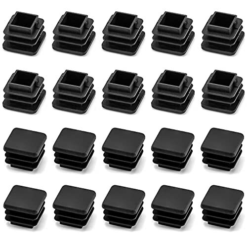 QWORK 20 pezzi 2cm x 2cm tappo quadrato in plastica nera con tappo (I5i)