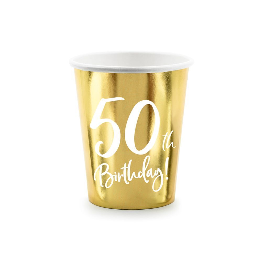 18 PZ Bicchiere Festa compleanno 50 ANNI colore ORO 220 ml 0YB6