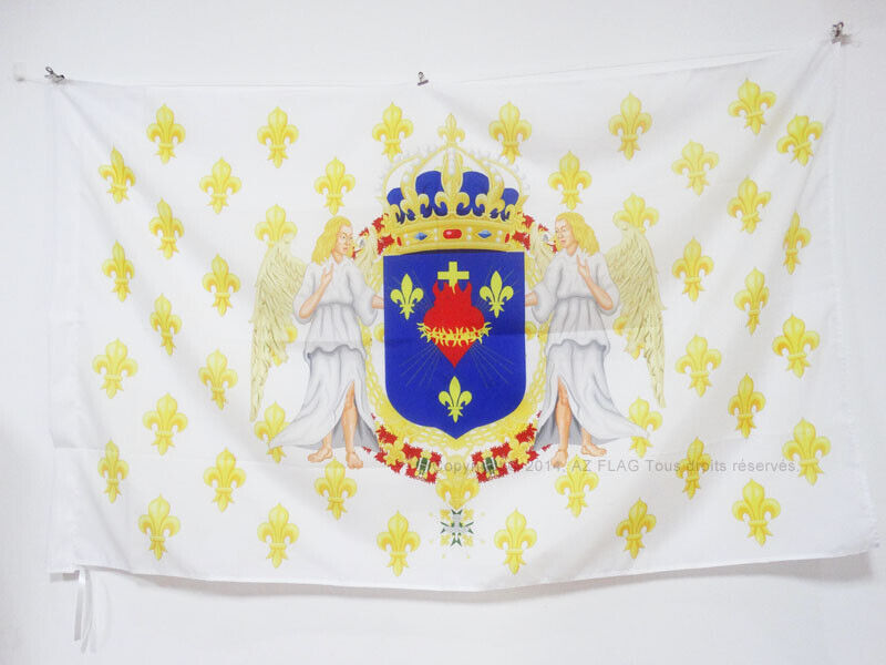 BANDIERA REGNO DI FRANCIA CUORE DI GESÙ ANGELO 150x90cm - BANDIERA FRANCESE SACR