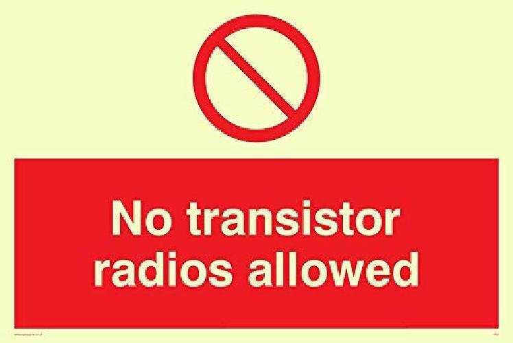 Viking segni pv51-a6l-pv "No transistor radio Allowed" Sign, sticker, Fotolumine