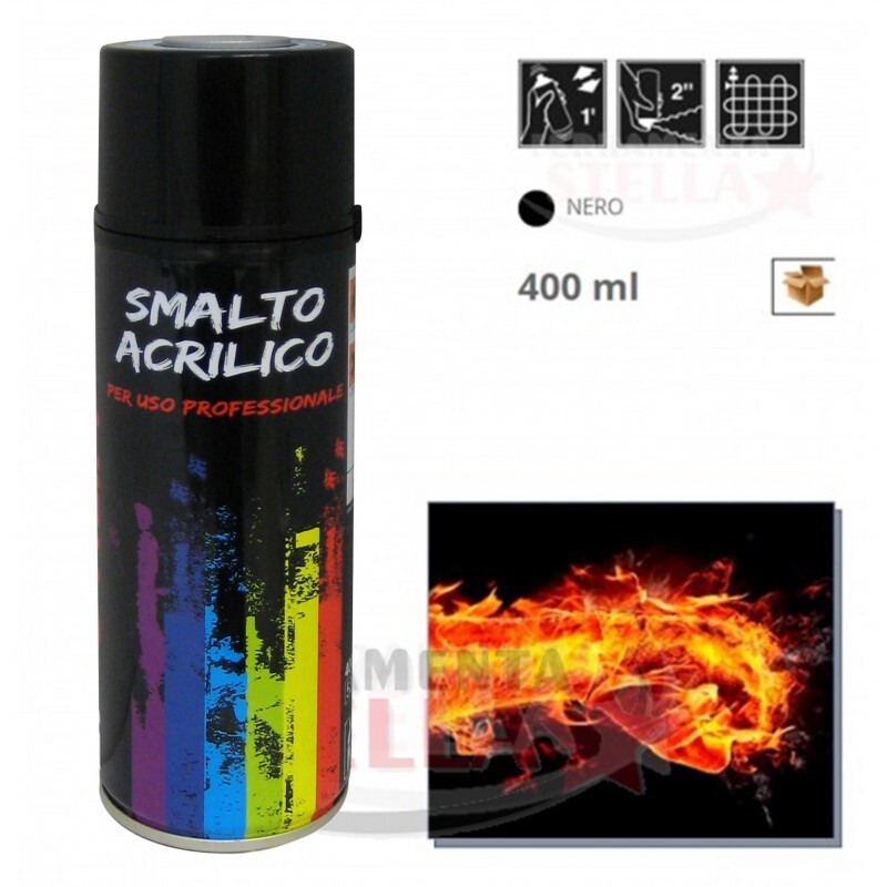 SPRAY ALTE TEMPERATURE COLORE VERNICE SPRAY 600°NERO OPACO BOMBOLETTA 400ML