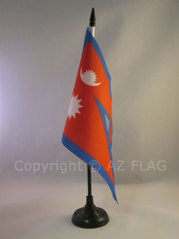 BANDIERA DA TAVOLO NEPAL 21x14cm - PICCOLA BANDIERINA NEPALESE 14 x 21 cm - Nuov