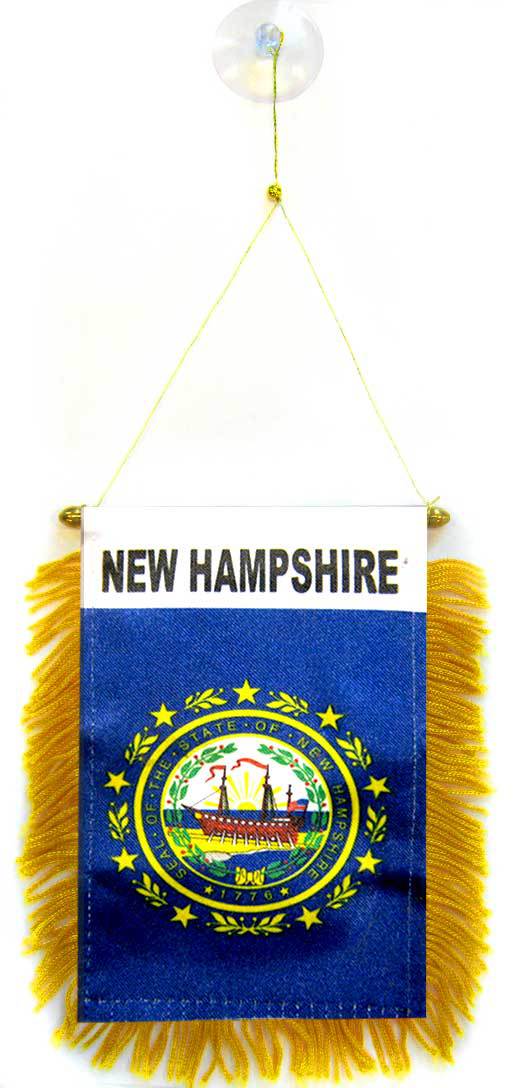 Gagliardetto NEW HAMPSHIRE 15x10cm con ventosa - BANDIERINA per auto STATO AMERI