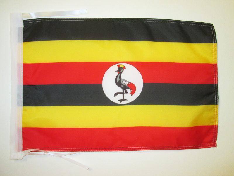 BANDIERA UGANDA 45x30cm - BANDIERINA UGANDESE 30 x 45 cm cordicelle - Nuova