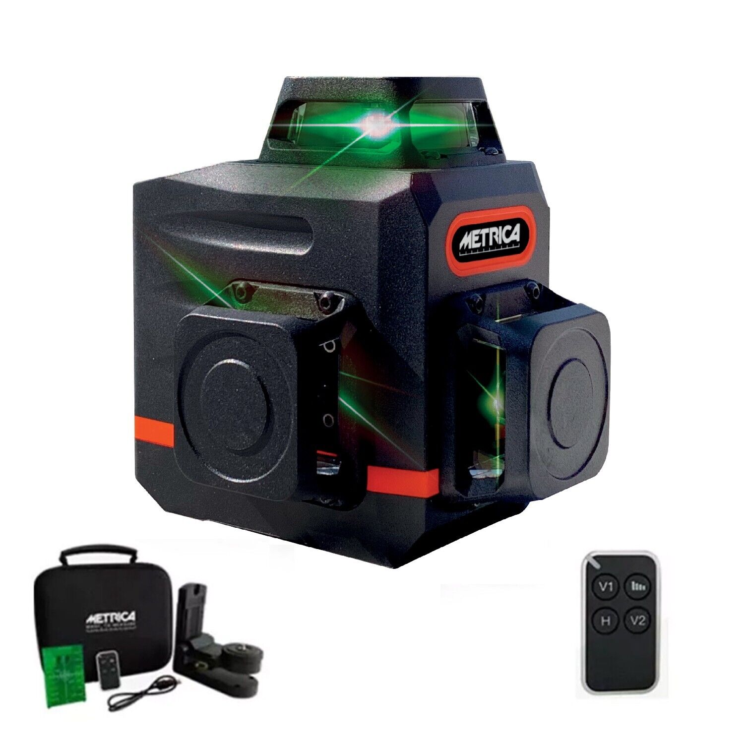 METRICA 60845 Livella Laser Luce Verde 30-50mt Ricaricabile con Telecomando
