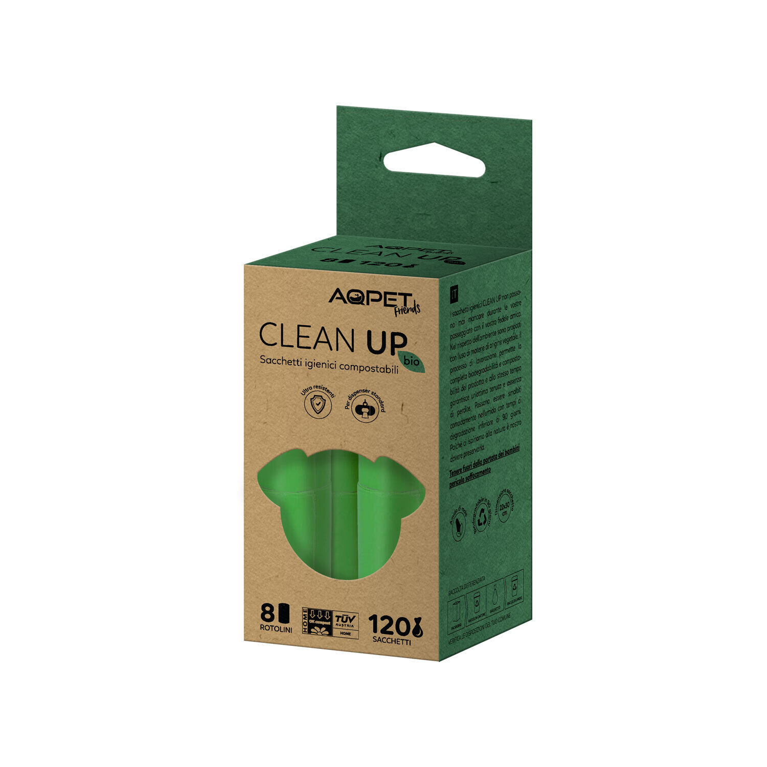 AQPETFRIENDS CleanUp Bio Sacchetti Igienici Compostabili Per Cani