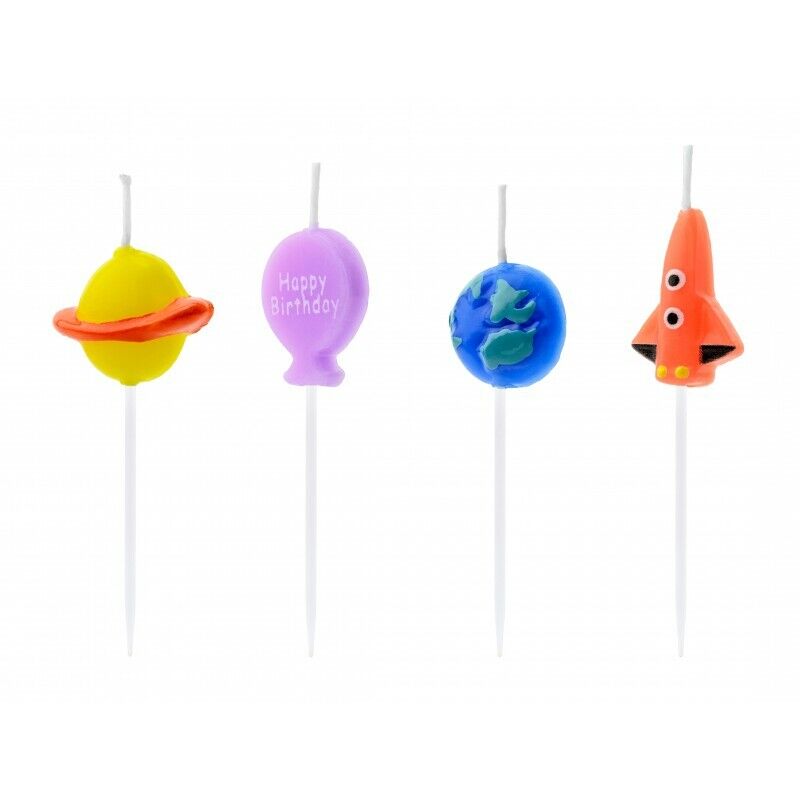 Candeline per torta "Space" - Blister 4 pezzi