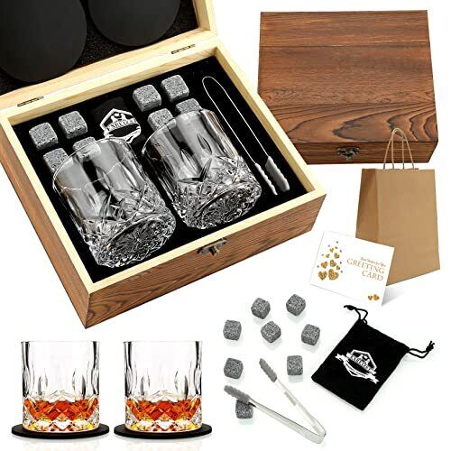 exreizst Whisky Stones Whisky Glass Gift Set Whisky Rocks Chilling Stones in ...