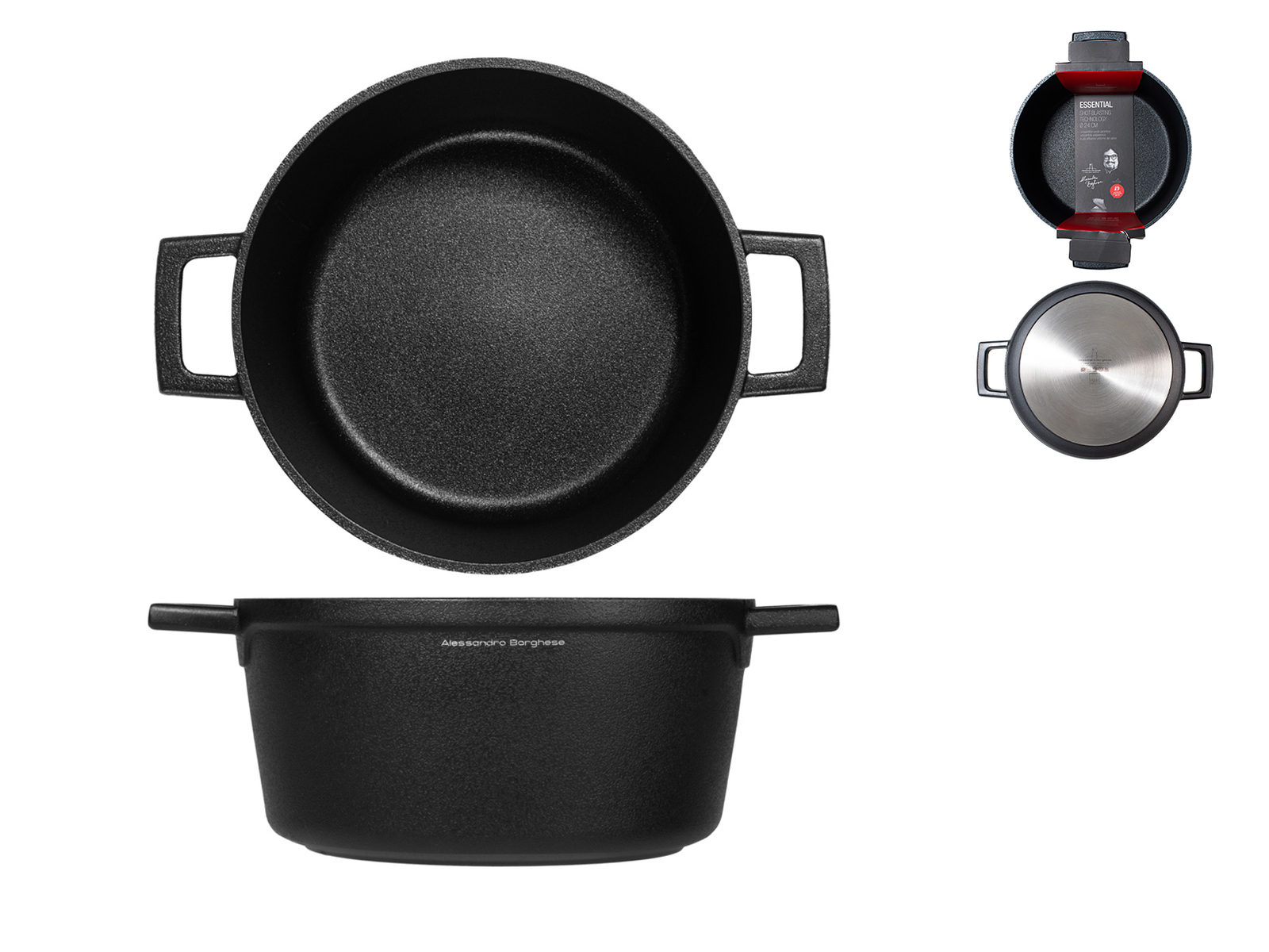 H&H Casseruola 2 Manici Essential Borghese Cm 24