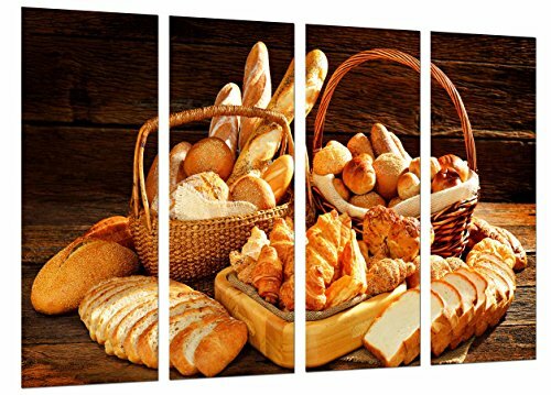 Quadro Su Legno, Varietà di pane, prodotti da forno, pasticceria, pane, (t3K)