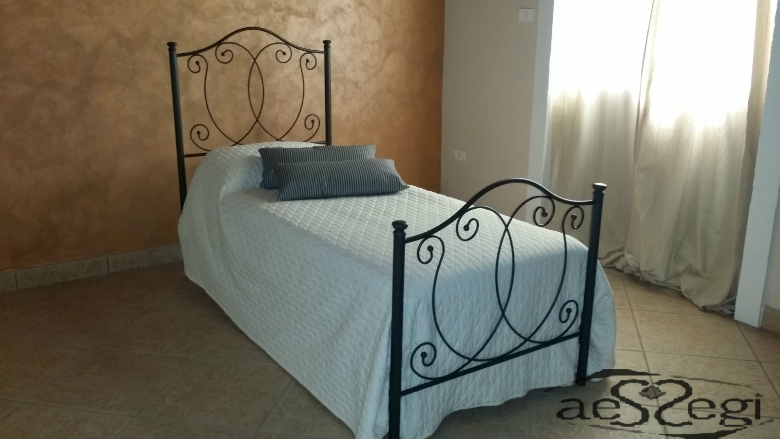Letto singolo in ferro battuto Marta antracite