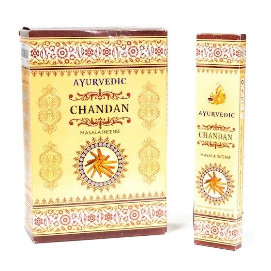 Incenso Masala Ayurvedico SANDALO 12 scatole da 15 Bastoncini Stick