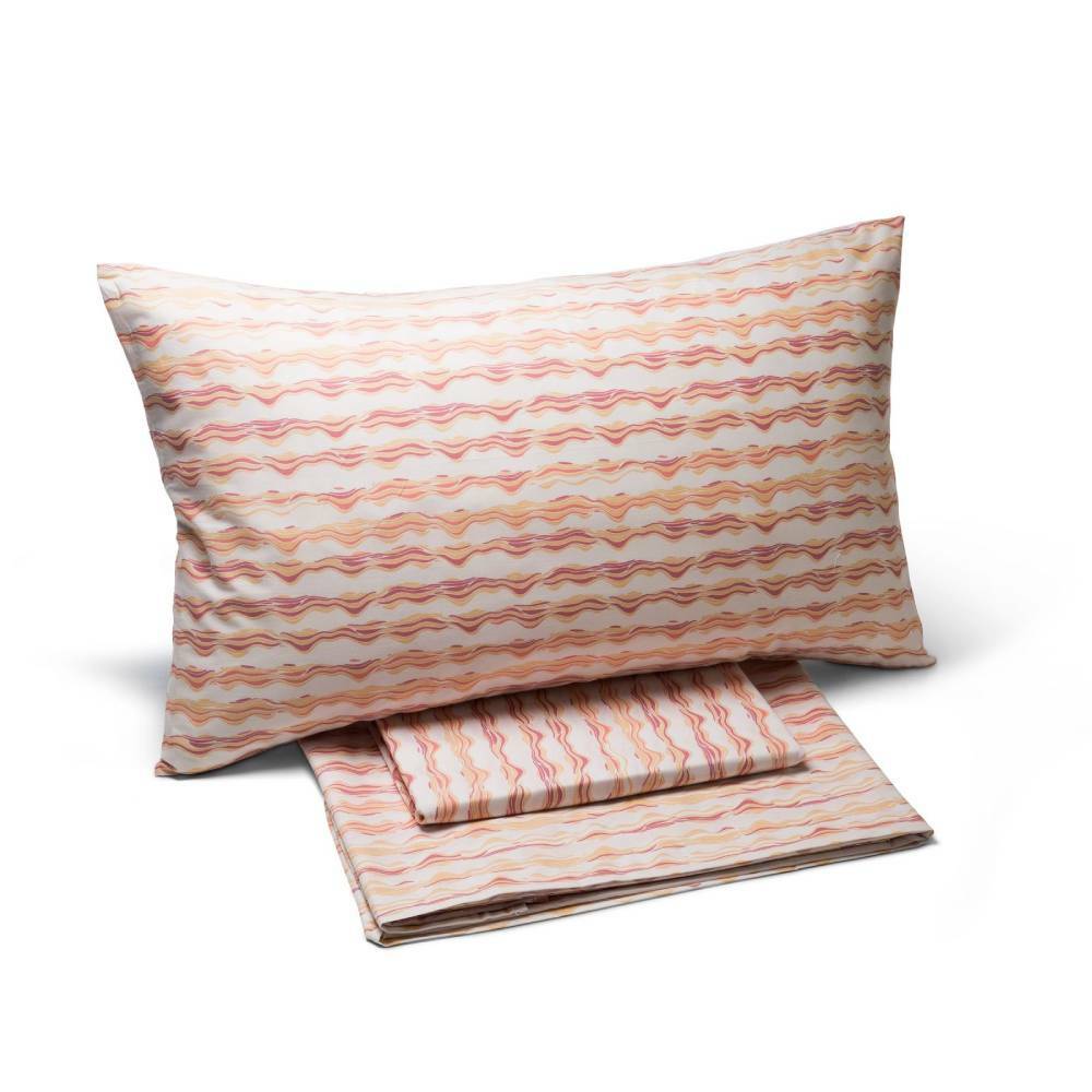 Lenzuola Caleffi puro cotone matrimoniale Lagom corallo