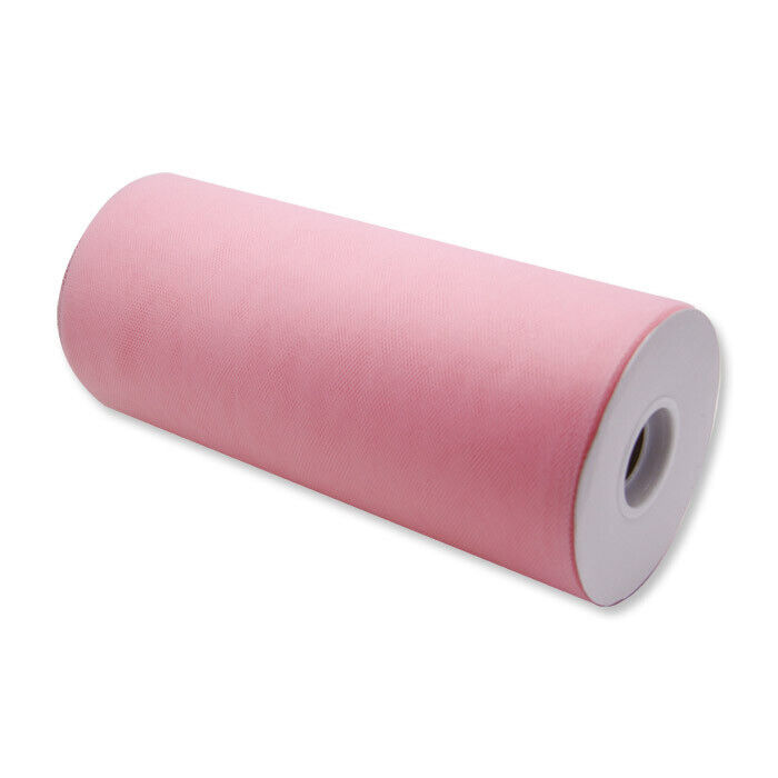 BOBINA TULLE VELO ROSA MORBIDA cm 25 x 100 mt. DECORAZIONE DECOUPAGE