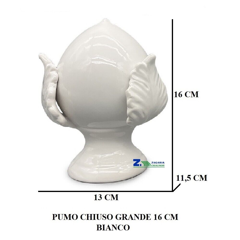 PUMO POMO IN CERAMICA BIANCO GRANDE CHIUSO H16 cm ARTIGIANALE ART.PCL305