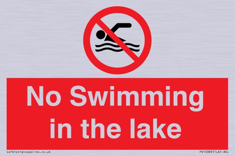Cartello No Swimming in the Lake – 150 x 100 mm – A6L