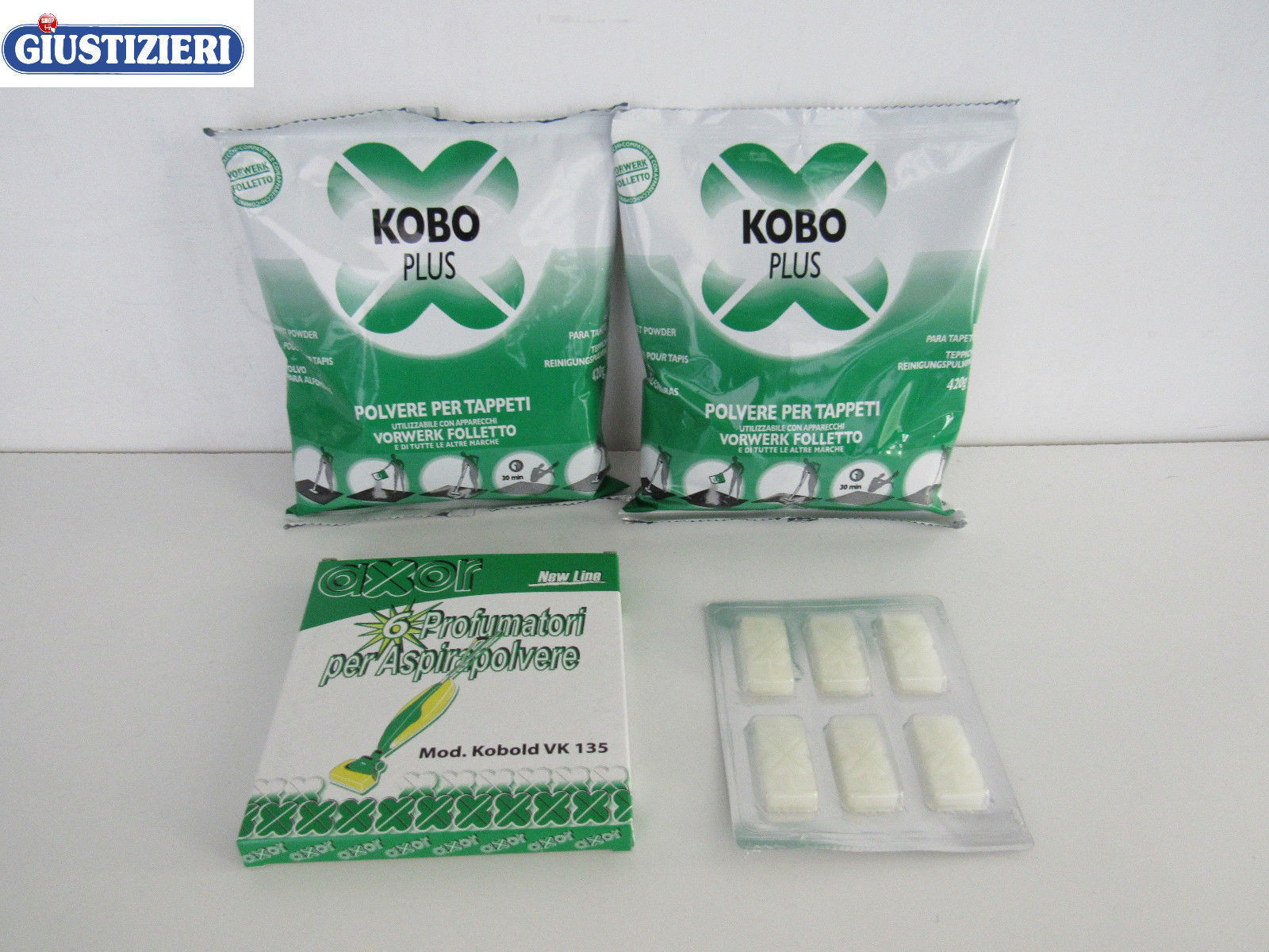 AK1004 KOBOPLUS POLVERE PER TAPPETI AXOR COMPATIBILE FOLLETTO 420G KIT 2PZ