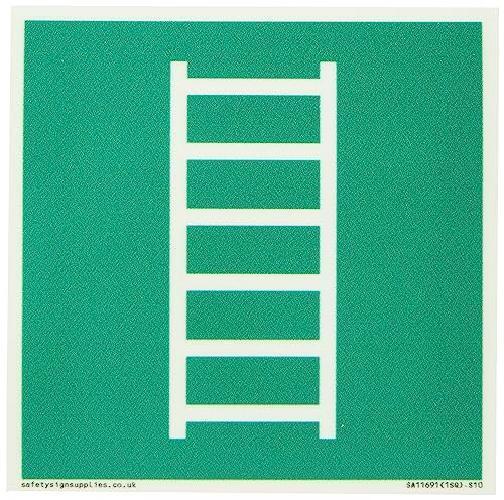 E059 Safe condition escape ladder Sign - 100x100mm - S10