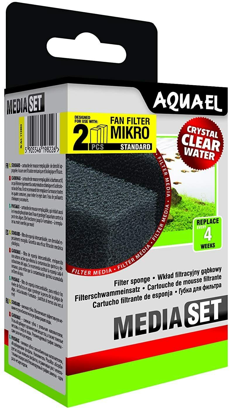 SPUGNA FILTRO RICAMBIO FAN MIKRO PLUS AQUAEL 2 PZ NANO ACQUARIO DOLCE CARIDINE