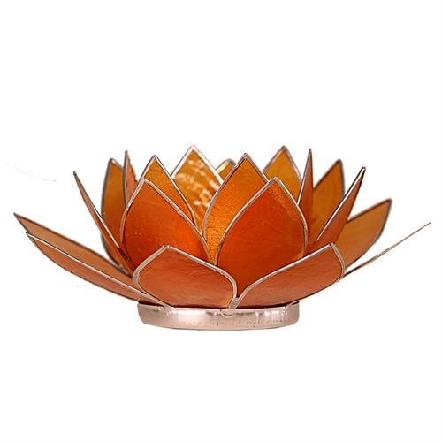 Portalumino Loto Illuminazione 2°Chakra Arancio Argento Portacandele Meditazione