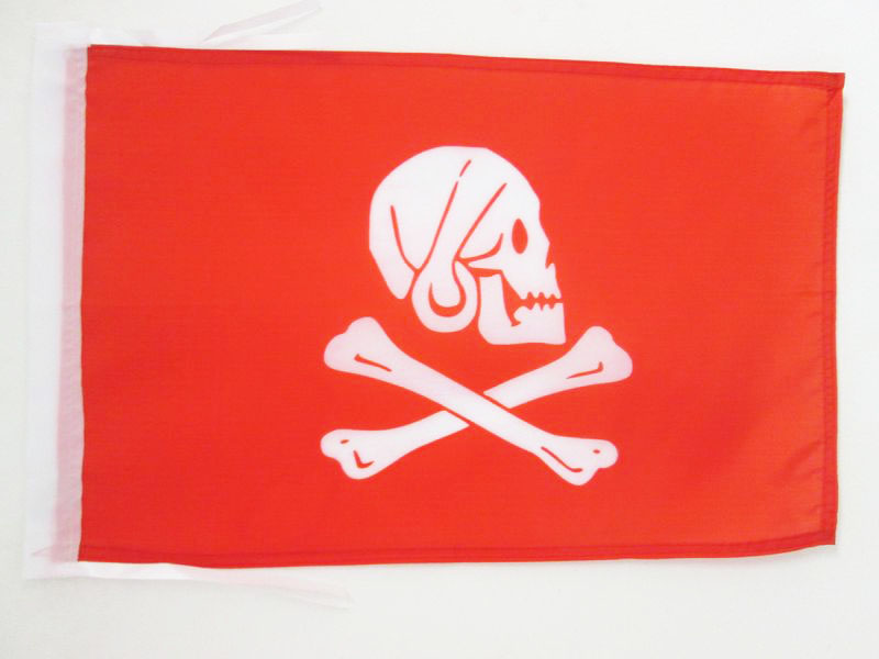 BANDIERA PIRATA HENRY AVERY ROSSO 45x30cm - BANDIERINA DEI PIRATI - TESCHIO 30 x