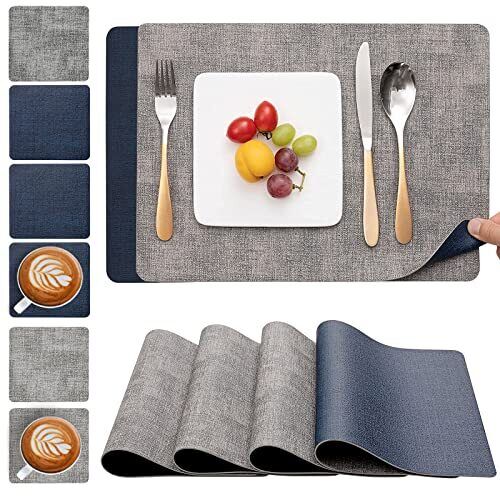 Myir JUN Tovagliette Americane e Sottobicchieri lavabili Set di 6, (p3H)