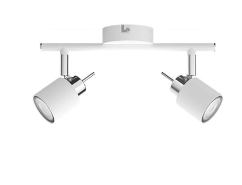 Faretto 2 luci Philips Meranti in metallo attacco GU10 IP20 bianco - 46531200