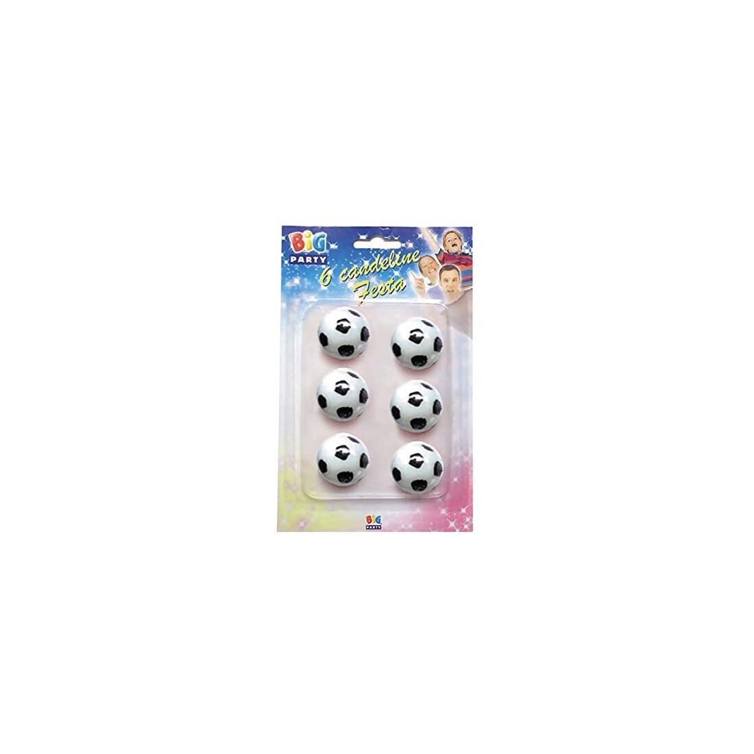 6 PZ CANDELINE A FORMA DU PALLONE DA CALCIO 2,5 CM  BIG-CC43001-1