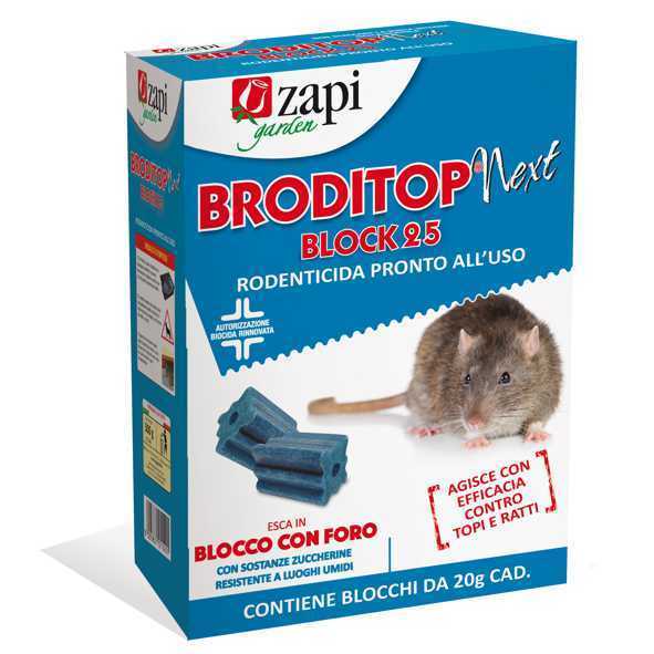 ZAPI BRODITOP BLOCK 25 300gr RODENTICIDA VELENO PER TOPI E RATTI