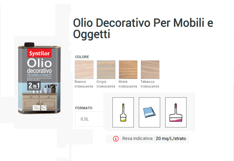 SYNTILOR - OLIO DECORATIVO PER MOBILI E OGGETTI 0,5 LT BIANCO IRIDESCENTE