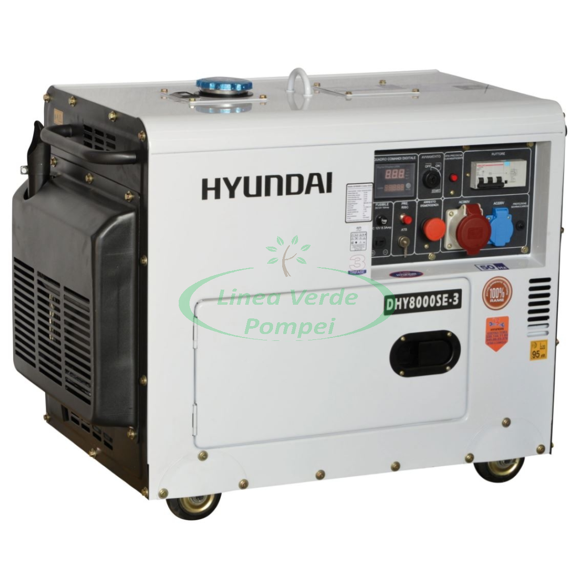 Generatore di corrente diesel Hyundai 6.3KW 456CC silenziato monofase e trifase
