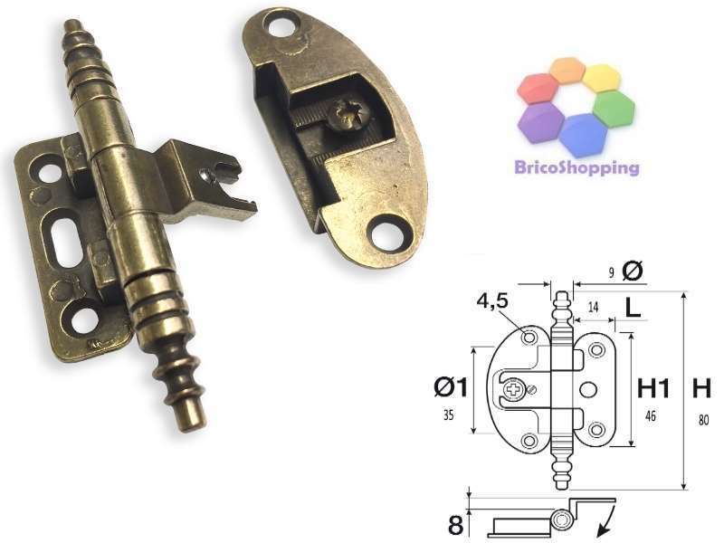 CERNIERA PER ARMADIO ANTICHI CERNIERE MOBILI SPECIALE ANTICATA IN STILE A621/80