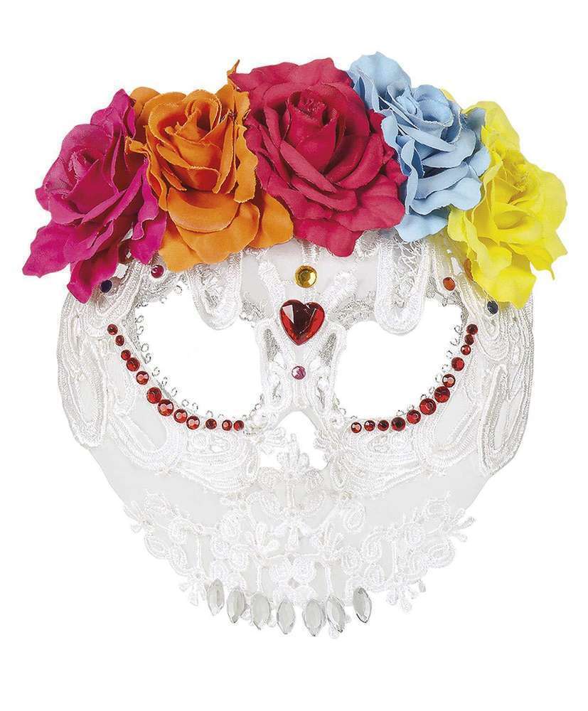 Maschera Bianca Mezzo Volto Catrina Deluxe