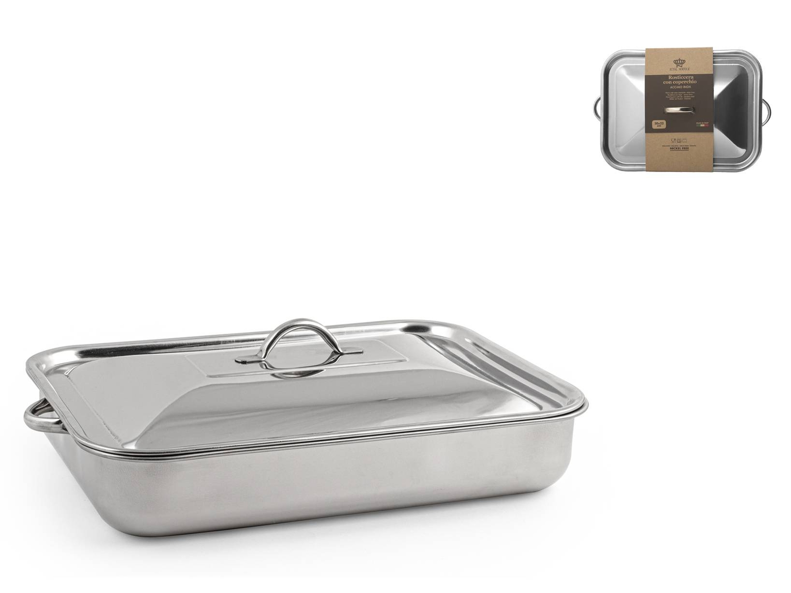 ROYAL NORFOLK Rosticcera Royal Inox Con Coperchio Cm 30X22
