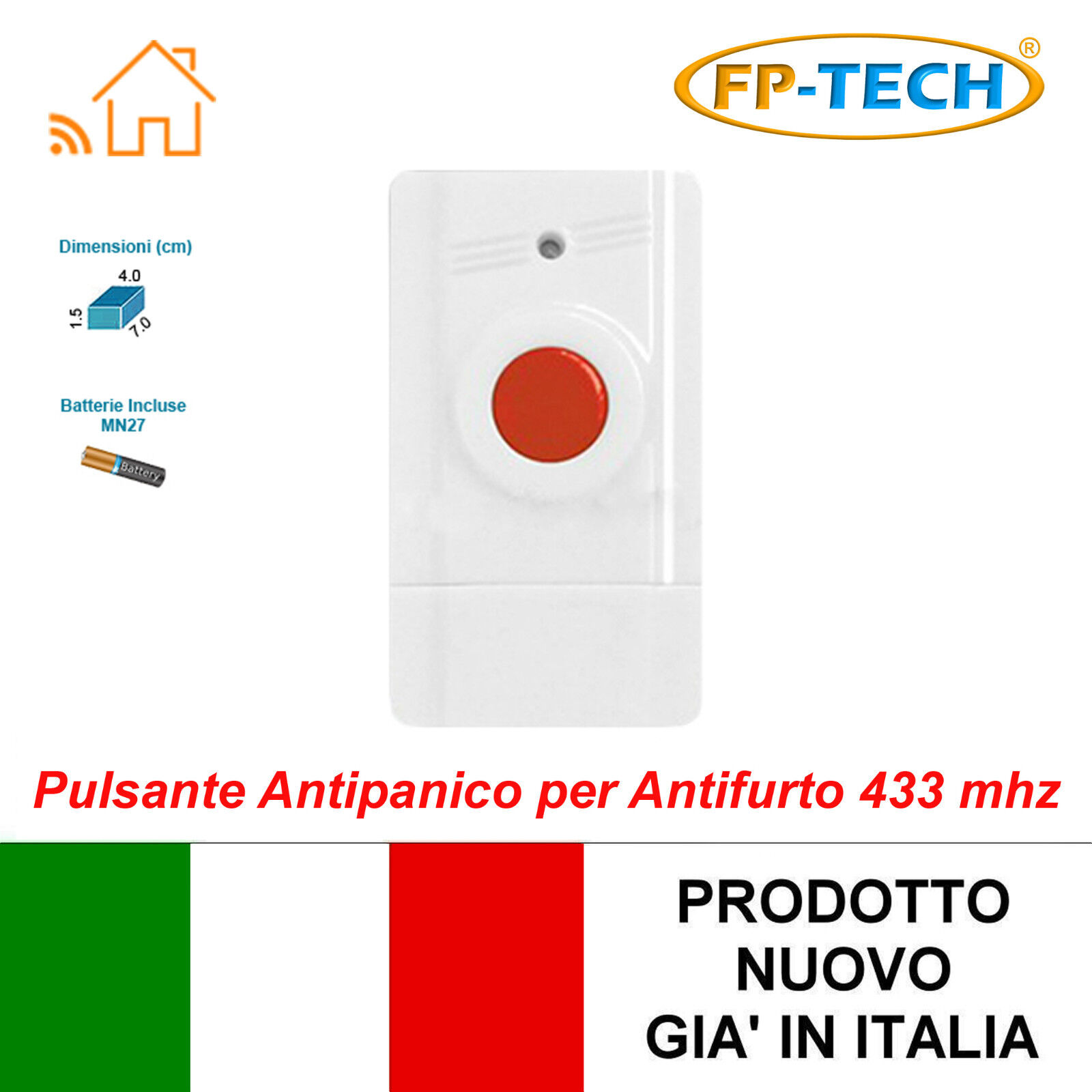 PULSANTE ANTIPANICO PANICO ALLARME ANTIFURTO WIRELESS ANZIANI EMERGENZA SOS