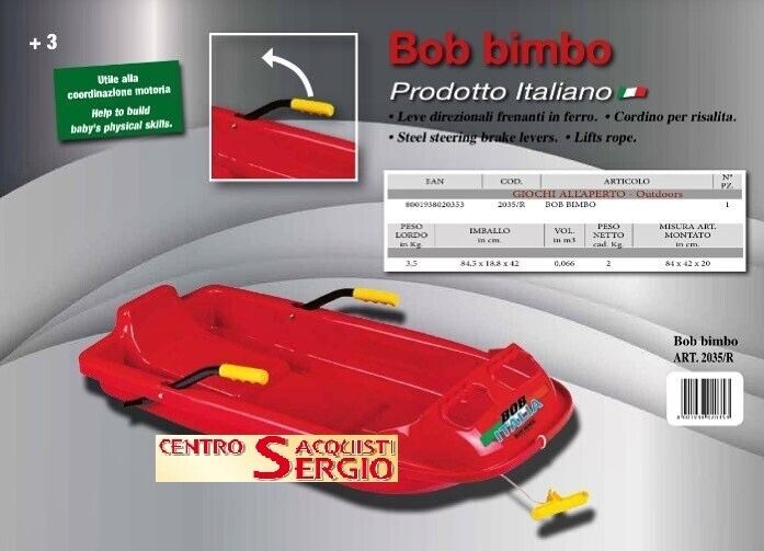 BOB BIMBO art.2035R SLITTINO NEVE BIMBO CON FRENI IN METALLO