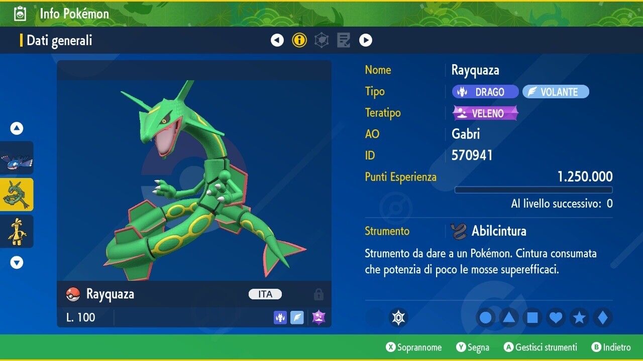 Rayquaza - 6IVs, Adamant @Expert Belt - TERA: Poison - Pokemon ScVi
