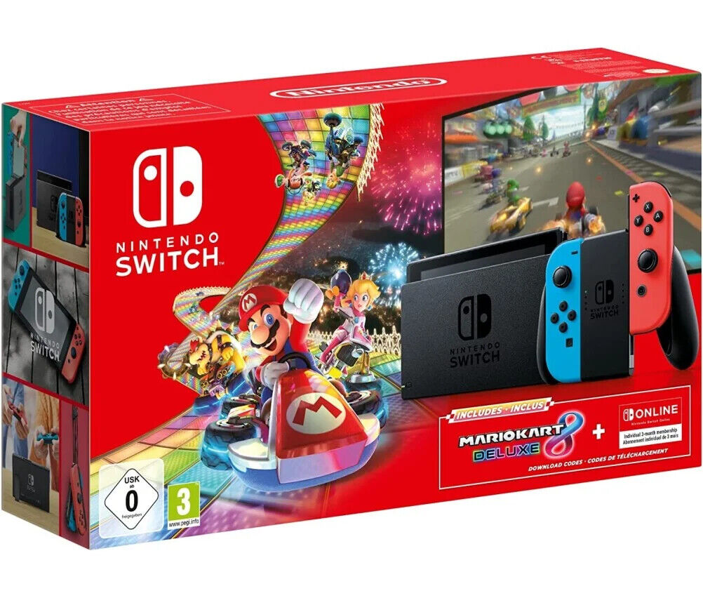 Aglow.it Nintendo Switch + Mario Kart 8 Deluxe con 3 mesi abbonamento Switch Onl