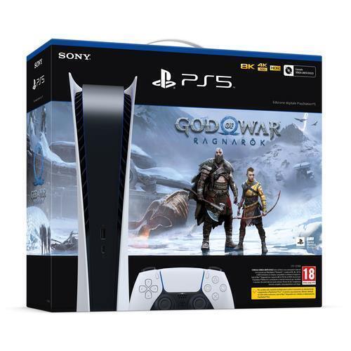 SONY PLAYSTATION 5 PS5 825GB DIGITAL EDITION +GIOCO GOD OF WAR RAGNAROK NUOVA