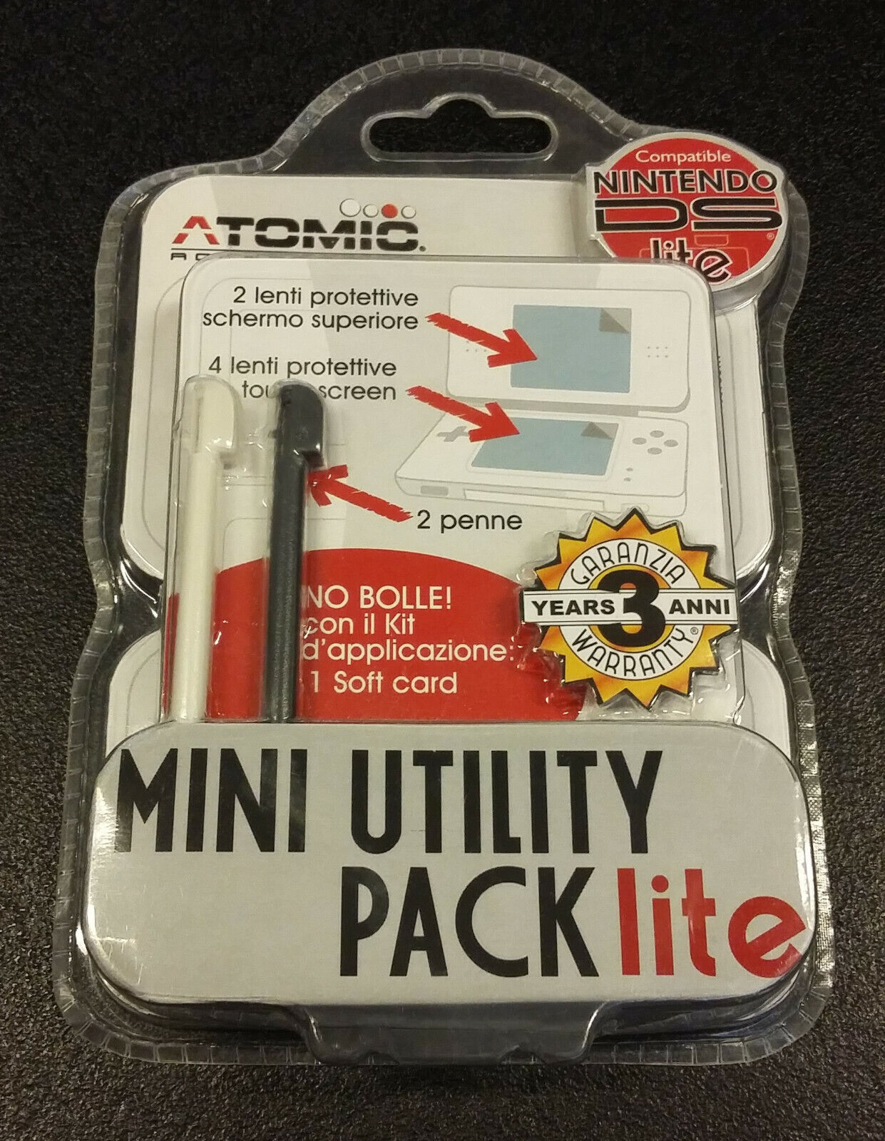 ATOMIC Mini Utility Pack Lite 6 Lenti Schermo Sup/Inf+ 2 Pen NDS Lite NEW SEALED