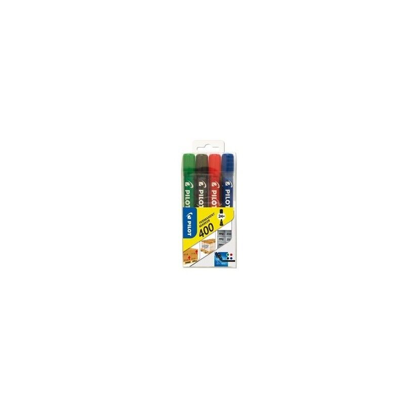 Astuccio 4 Marcatori Permanenti 400 - Assortiti Punta Scalpello 4.5 mm PILOT