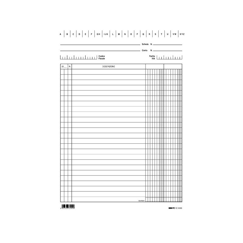 100 Schede a 2 COLONNE VERTICALE da 24x17 cm E3399 EDIPRO
