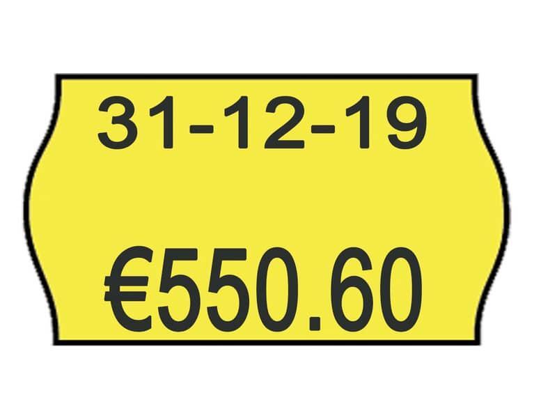 Rotolo da 1000 etichette per prezzatrice Printex sagomate 26x16 mm giallo fluo p