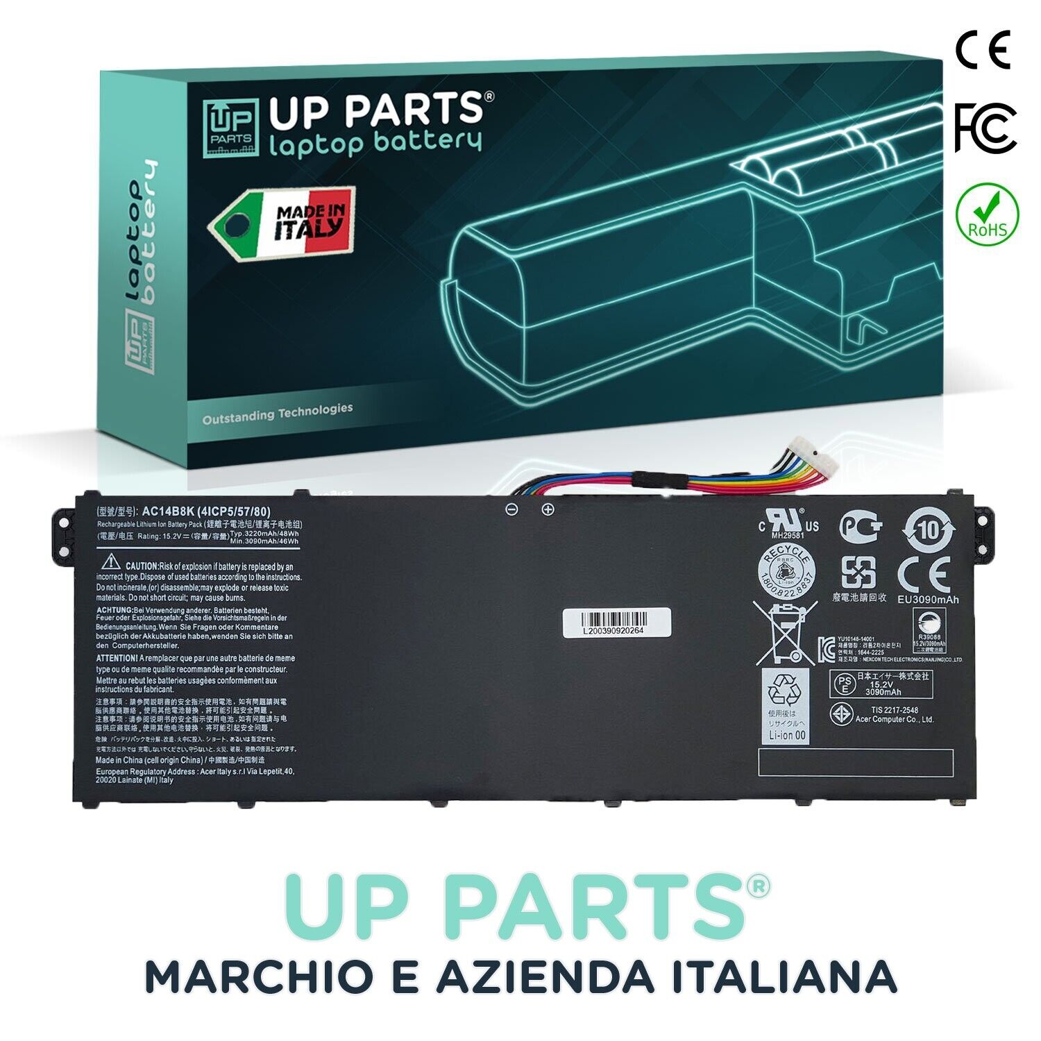 Batteria Acer AC14B18J, 11,31V, 3220mAh per modello PC E3-111
