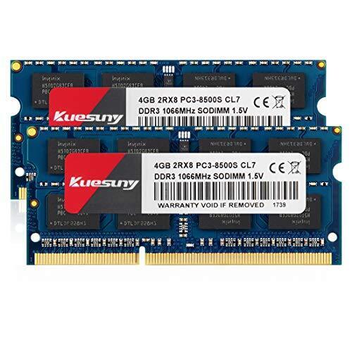 Kuesuny 8GB Kit (2X4GB) PC3-8500 PC3-8500S DDR3 1066MHz / 1067MHz Sodimm (A8K)