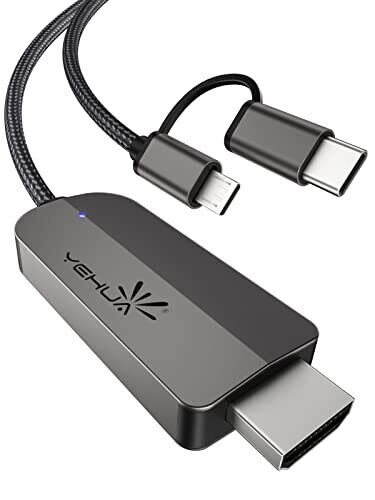 YEHUA Cavo USB C a HDMI, 2 in 1 Micro USB a Cavo HDMI, 1080P HDMI (v0Y)