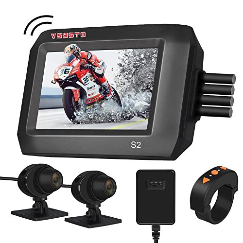 VSYSTO Moto Dash Cam Fotocamera per moto Doppia fotocamera 1080P (Q6T)