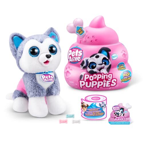 Pets Alive Pooping Puppies by ZURU, Husky, Real Pet Dog Puppy, Play Soft (j1T)